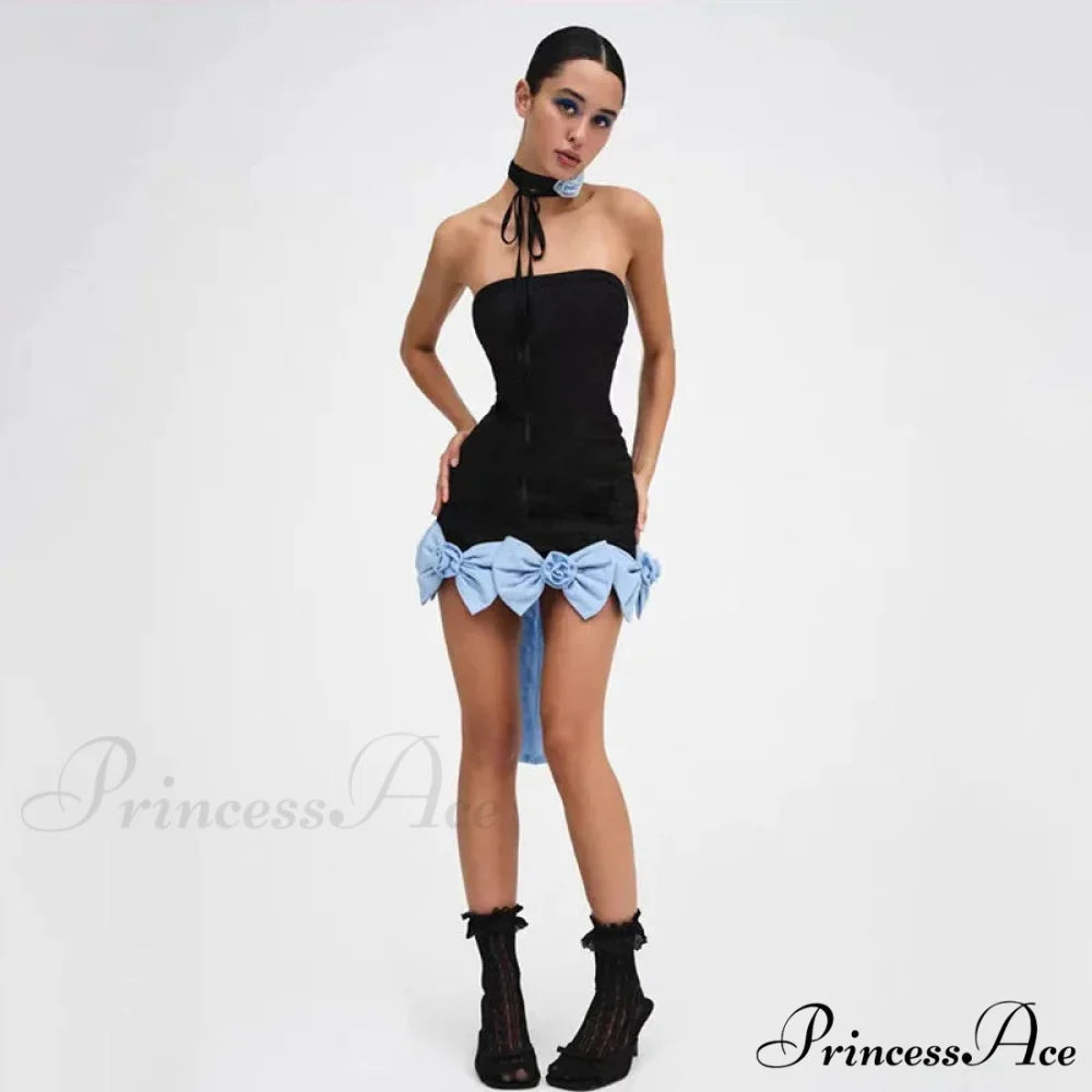 Skinny Bow Slash Neck Party Dress