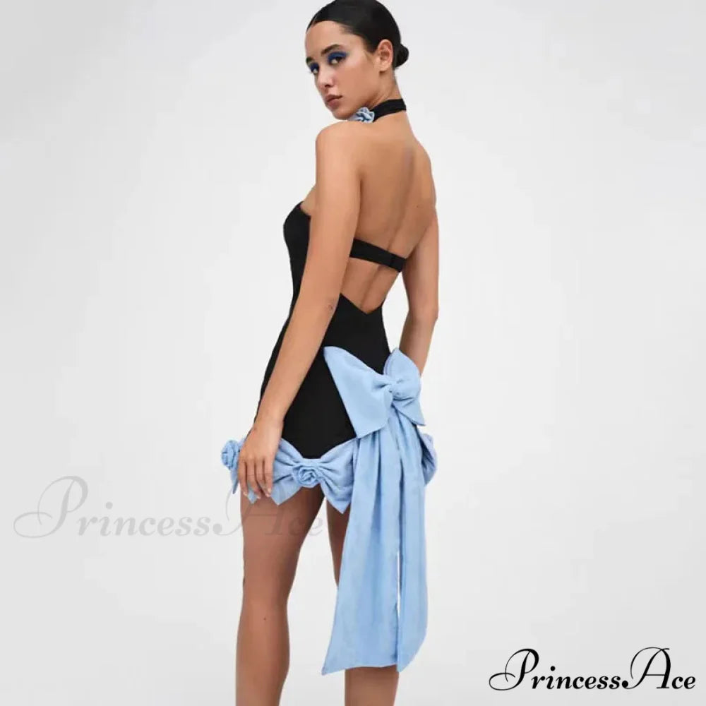 Skinny Bow Slash Neck Party Dress