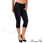 Skinny High Waist Cropped Denim Capri Pants