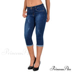 Skinny High Waist Cropped Denim Capri Pants