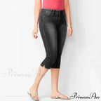 Skinny Knee Length Woman's Cropped Trousers Women Elastic High Waist Mom Oversize Blue Denim Pants Ladies Jean