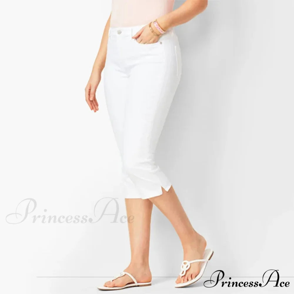 Skinny Knee Length Woman's Cropped Trousers Women Elastic High Waist Mom Oversize Blue Denim Pants Ladies Jean