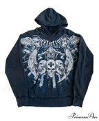 Skull Pattern Zipper Informal Hoodie