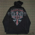 Skull Pattern Zipper Informal Hoodie