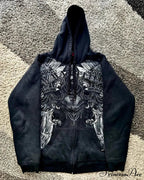 Skull Pattern Zipper Informal Hoodie