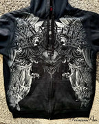 Skull Pattern Zipper Informal Hoodie
