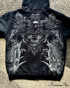 Skull Pattern Zipper Informal Hoodie