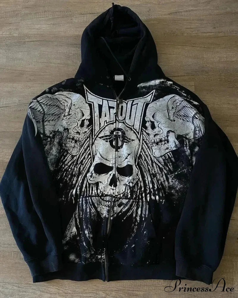 Skull Vintage Zipper Hoodie