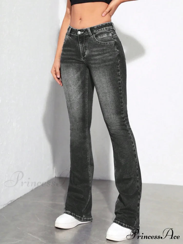 Slant Pocket Flare Leg Jeans