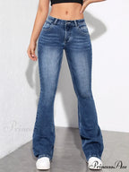 Slant Pocket Flare Leg Jeans