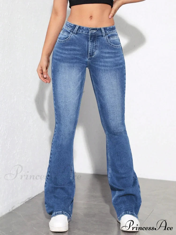 Slant Pocket Flare Leg Jeans