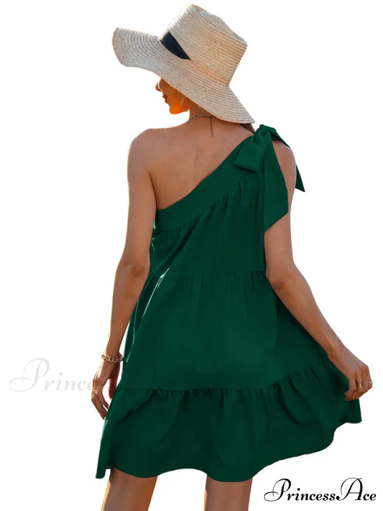 slant Women's Ruffle neck solid Dress