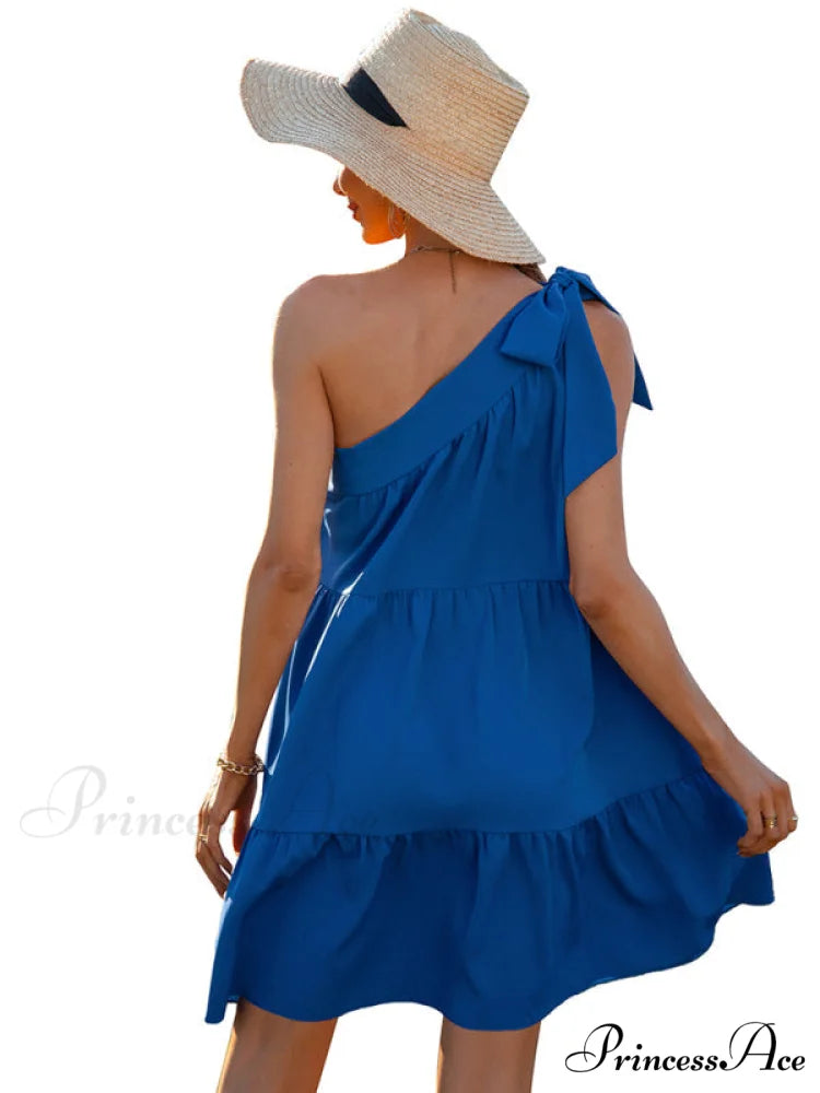 slant Women's Ruffle neck solid Dress