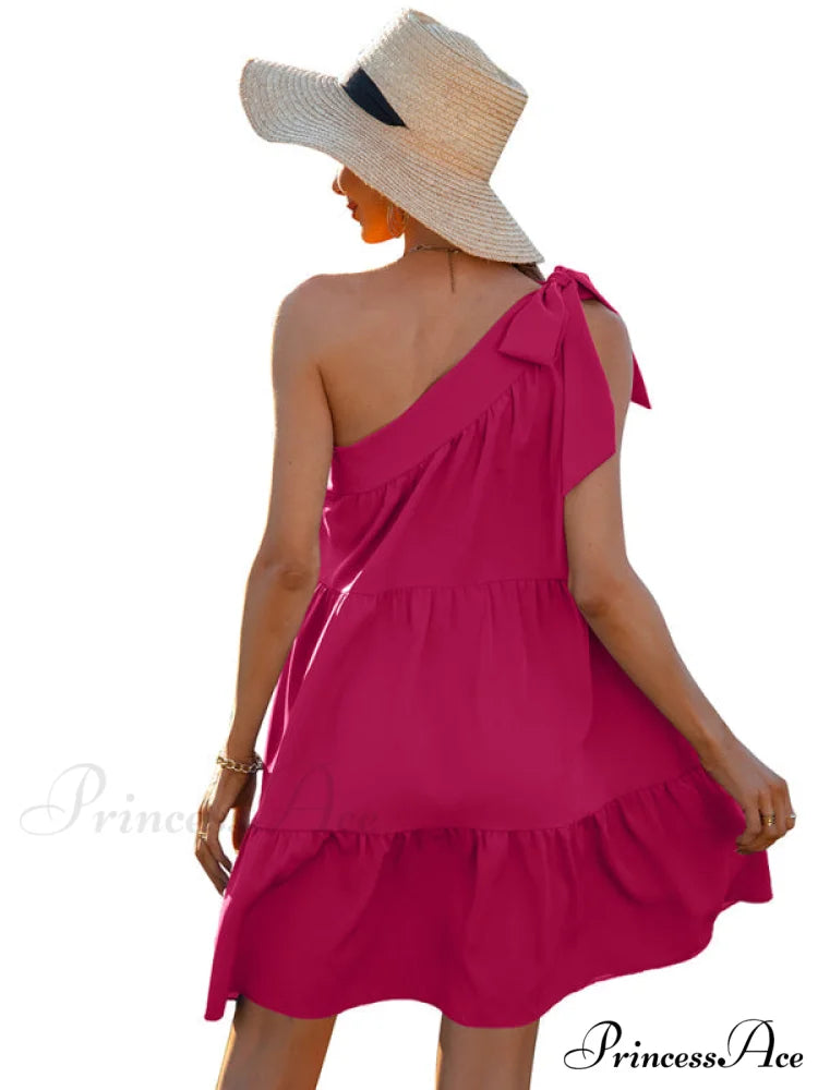 slant Women's Ruffle neck solid Dress