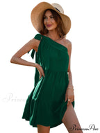 slant Women's Ruffle neck solid Dress