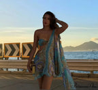 Slanting Shoulder Net Mini Dress