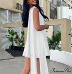 Slanting Shoulder Net Mini Dress