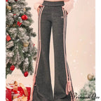 Sleek Informal Grey Athletic Flared Trousers