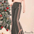 Sleek Informal Grey Athletic Flared Trousers