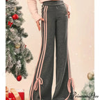 Sleek Informal Grey Athletic Flared Trousers