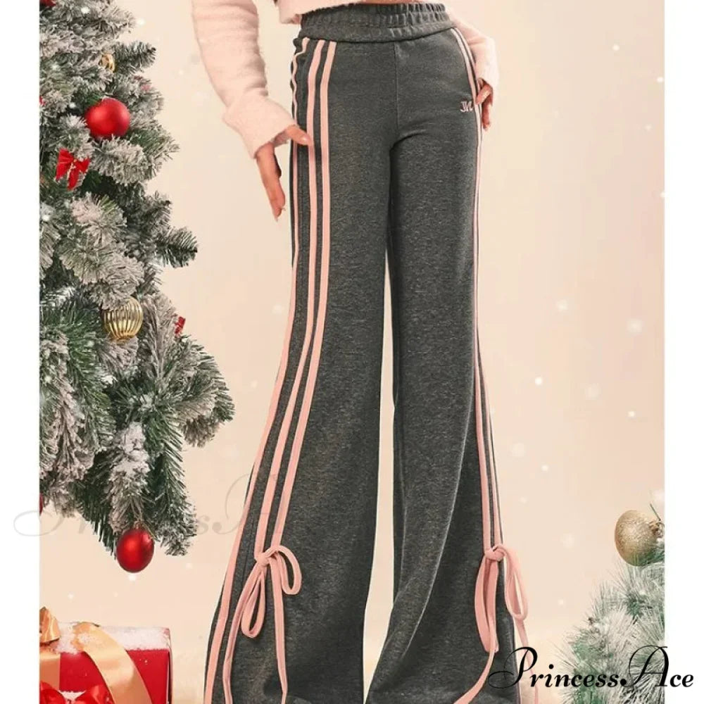 Sleek Informal Grey Athletic Flared Trousers