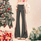 Sleek Informal Grey Athletic Flared Trousers