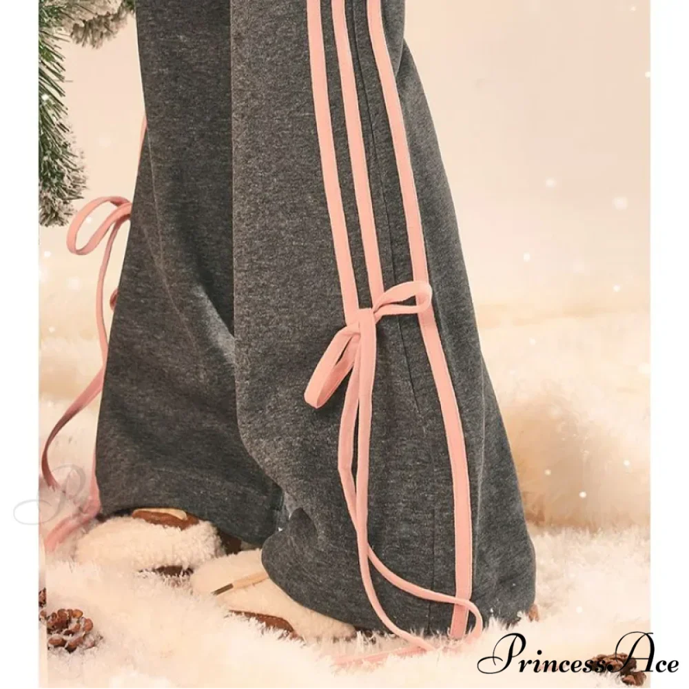 Sleek Informal Grey Athletic Flared Trousers