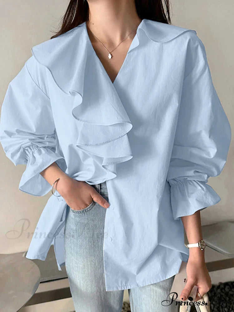 Sleeve Ruffled Basic Blouse