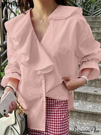 Sleeve Ruffled Basic Blouse