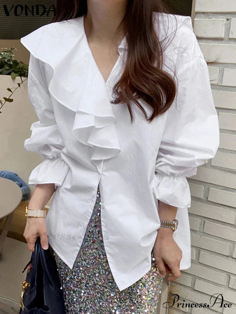 Sleeve Ruffled Basic Blouse