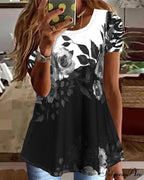 sleeve short print Flowered tee