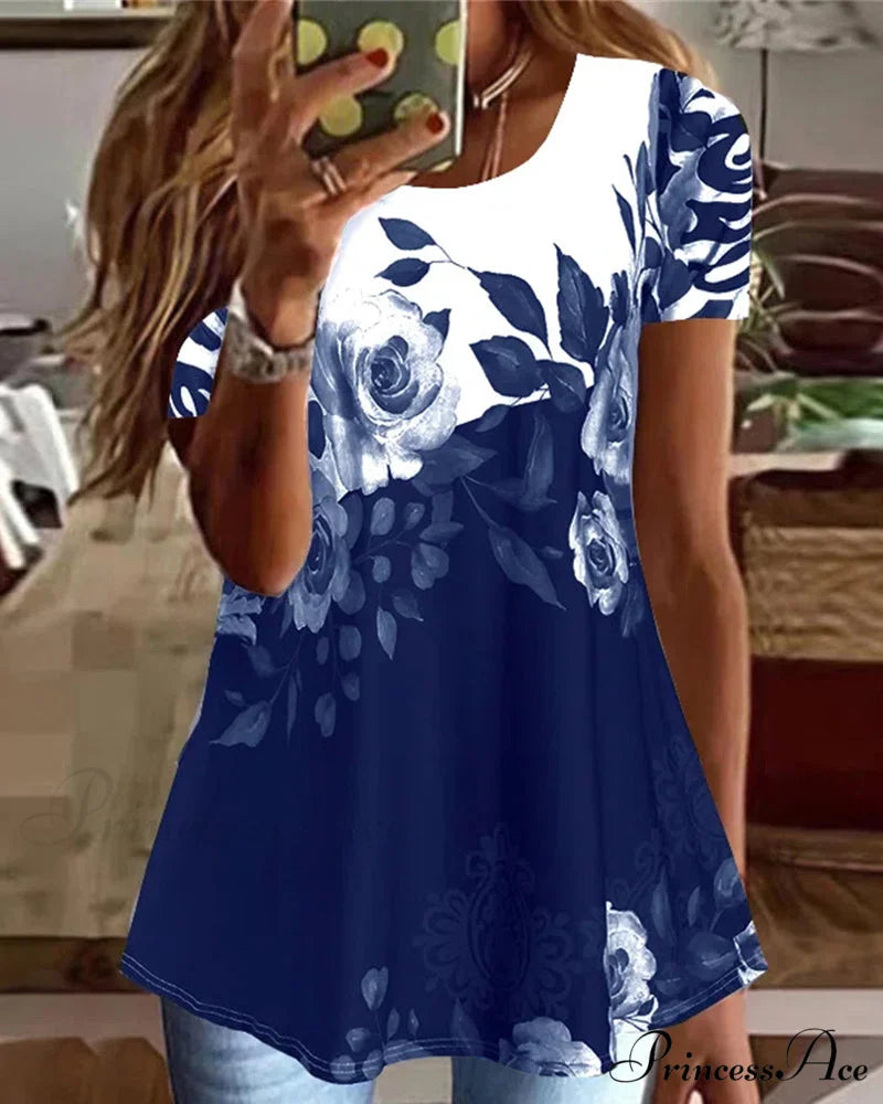 sleeve short print Flowered tee