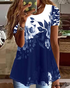 sleeve short print Flowered tee