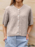 Sleeveless Circular Neck Button-Up Cardigan