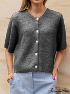 Sleeveless Circular Neck Button-Up Cardigan