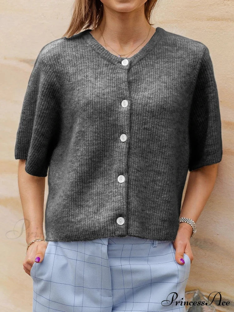 Sleeveless Circular Neck Button-Up Cardigan