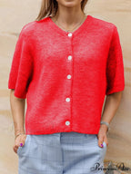 Sleeveless Circular Neck Button-Up Cardigan