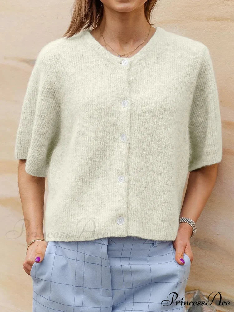 Sleeveless Circular Neck Button-Up Cardigan