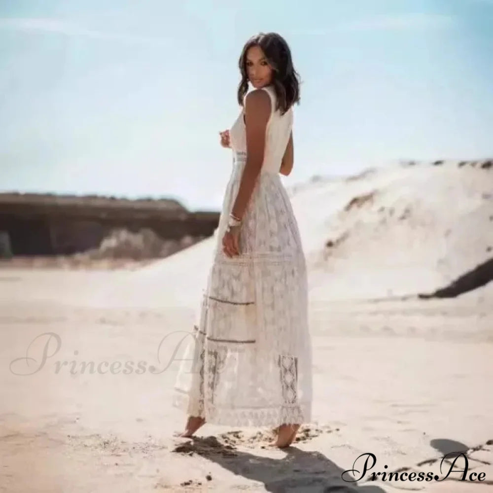 Sleeveless Corded Up Fringe Patchwork Summertime Long Hippie Dress