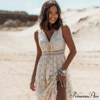Sleeveless Corded Up Fringe Patchwork Summertime Long Hippie Dress