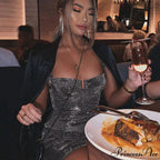 Sleeveless Evening Party Dazzling Gold Silver Sequins Dress