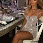 Sleeveless Evening Party Dazzling Gold Silver Sequins Dress