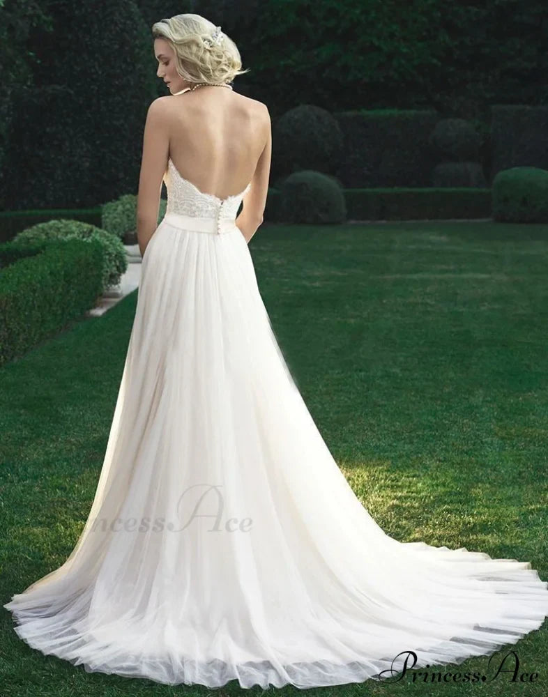Sleeveless Flared Tulle Bridal Gown