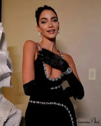 Sleeveless Halter Black Midi Party Dress