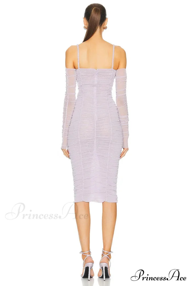 Sleeveless Halter Mesh Evening Party Dress