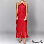 Sleeveless Halter Split Party Dress