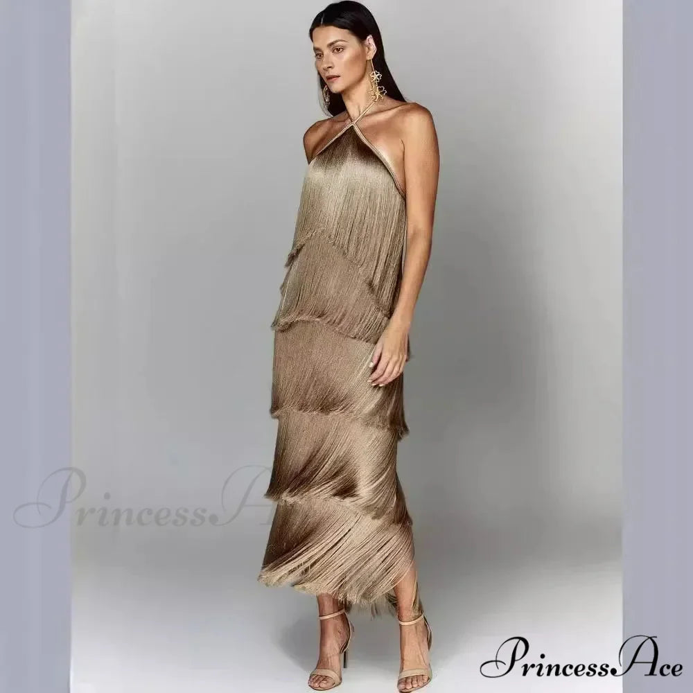 Sleeveless Halter Split Party Dress