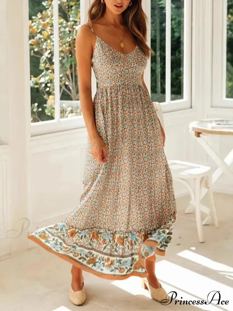 Sleeveless Holiday Summer Long Beach Boho Dress
