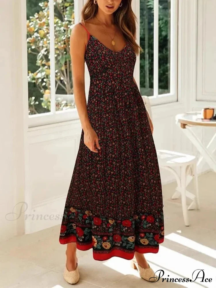 Sleeveless Holiday Summer Long Beach Boho Dress