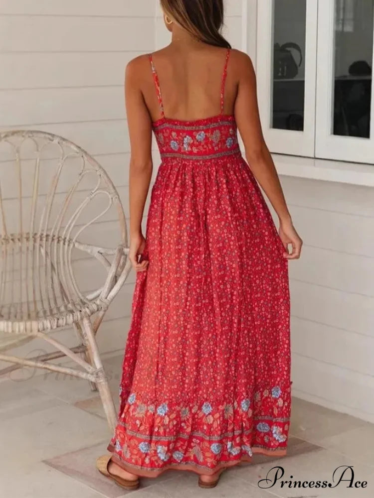 Sleeveless Holiday Summer Long Beach Boho Dress